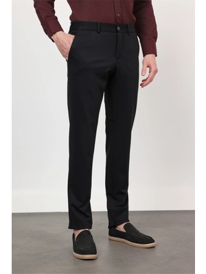 İmza Siyah Yan Cep Kendinden Desenli Örme Jogger Slim Fit Esnek Pantolon 1003260174