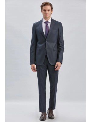 İmza Lacivert Mono Yaka 8 Drop Slim Fit Tam Astar Esnek Takım Elbise 1001255006