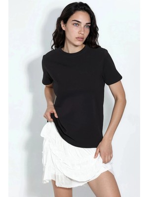 Hiccup Kadınlar Busem Basic Bisiklet Yaka Tişört Siyah