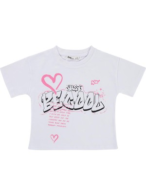 Civil Girls Just Be Cool Baskılı 2-5 Yaş Tişört - Beyaz