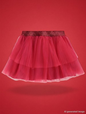 Civil Girls Kat Kat 4-9 Yaş Etek - Kırmızı