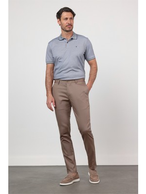 İmza Bej Yan Cep Düz Paça Armürlü Slim Fit Pamuklu Chino Pantolon 1003260165