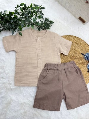 Butik Erkek Bebek %100 Pamuklu Müslin Takım 2'li