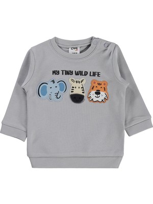 Civil Baby Hayvan Nakışlı 3-18 Ay Sweatshirt - Gri