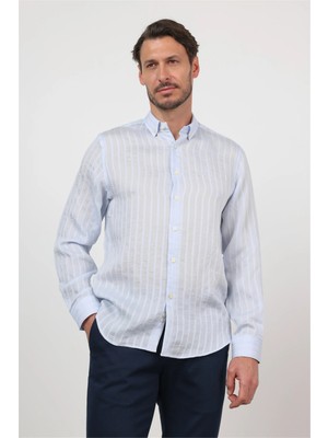 İmza Düğmeli Yaka Uzun Kol Cepsiz Slim Fit Gömlek 1004260165