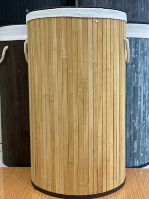 Sever Bambu Çamaşır Sepeti Yuvarlak 33125 Doğal Malzeme ile 35 cm Çap ve 60 cm Yükseklik