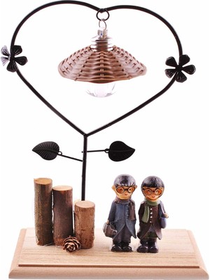 Dora Shopping Romantik Çift Temalı Büyük Boy Masa Lambası Biblo