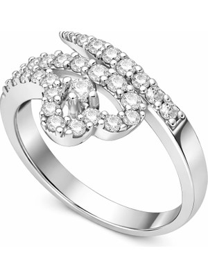DMR Elegance Gümüş Kalpli Bayan Yüzük