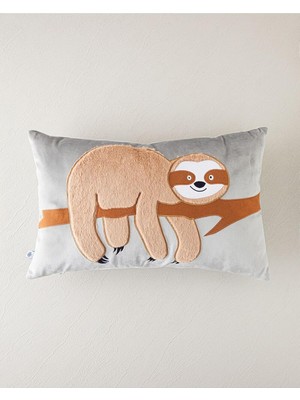 Dora Shopping Faultier Bebe Dekoratif Kırlent 35X55 cm Açık Gri