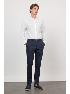 İmza Lacivert Yan Cep Slim Fit Pamuklu Chino Pantolon 1003260168