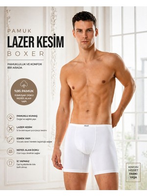 Berrak Erkek Pamuklu Lazer Kesim Boxer – Iz Yapmaz, Nefes Alan Premium Konfor