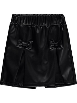 Civil Baby Fiyonklu Deri Şort 6-18 Ay Etek - Siyah