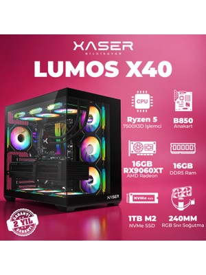 Xaser Lumos X40 Ryzen 5 7500X3D 16GB Ddr5 Ram 1tb M.2 Nvme SSD 16GB RX9060 Xt Masaüstü Oyuncu Bilgisayarı