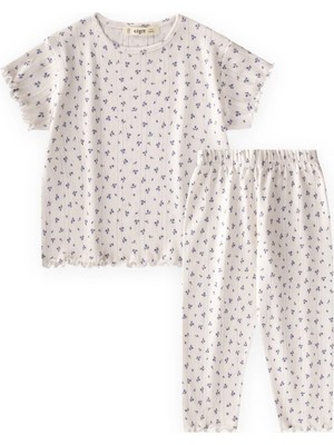 Cigit Desenli Pijama Takımı 1-8 Yaş Lila Çiçek Desen