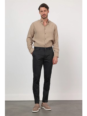 İmza Siyah Yan Cep Slim Fit Pamuklu Chino Pantolon 1003260168