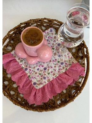 Zeynepin Dükkanı 2 Adet Fırfırlı Fisto Kahve Sunum Mendili Servis Kokteyl Peçete