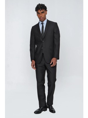 İmza Siyah Mono Yaka Gabardin Astarlı Tek Yırtmaç Esnek 4 Drop Comfort Fit Basic Takım Elbise 1001255009