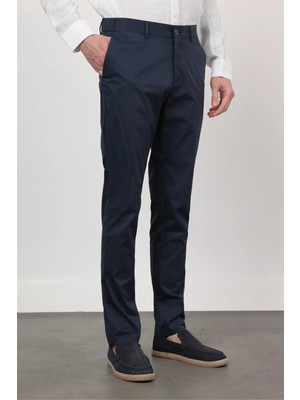 İmza Lacivert Yan Cep Slim Fit Pamuklu Chino Pantolon 1003260168