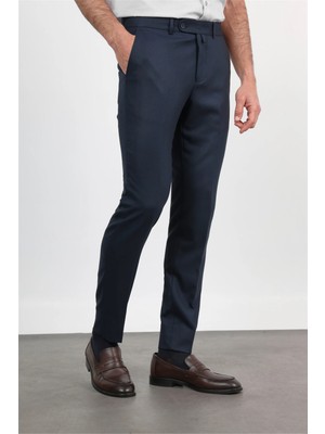 İmza Lacivert Yan Cep Açık Paça Bez Ayağı Slim Fit Esnek Pantolon 1003260162