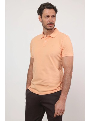 İmza Açık Somon Polo Yaka Kısa Kol Cepsiz Slim Fit Pamuklu Tişört 1011260154