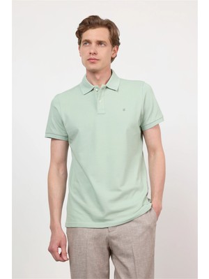 İmza Koyu Yeşil Polo Yaka Kısa Kol Cepsiz Slim Fit Pamuklu Tişört 1011260154