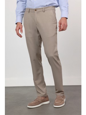 İmza Açık Bej Yan Cep Comfort Fit Esnek Chino Pantolon 1003260171