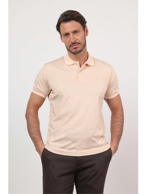 İmza Bej Polo Yaka Kısa Kol Cepsiz Comfort Fit Pamuklu Tişört 1011260153