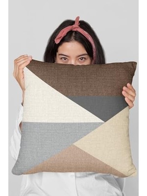 43X43CM Leke Tutmaz Premium Tay Tüyü Kumaş Çift Taraflı Kırlent Geometrik Yastık Kılıfı KRL391