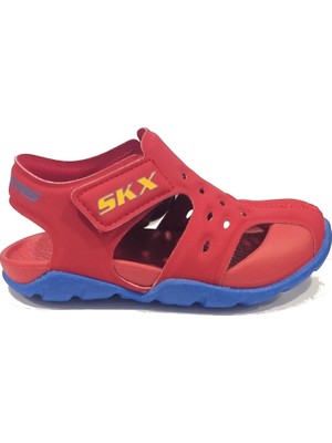 Skechers SİDE WAVE Kırmızı Sandalet 92330N RDBL 25 Numara Küçük Erkek Çocuk İçin Hafif ve Konforlu Tasarım
