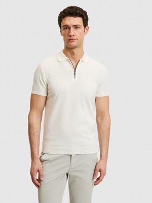 Cacharel Beyaz Slim Fit Fermuarlı Polo Yaka Triko T-shirt 50309881 VR013
