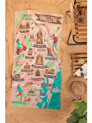 Mossyna | Plaj Havlusu | 75*150 cm | Bambu ve Pamuklu | Baskılı | Yıkanabilir | Antialerjik