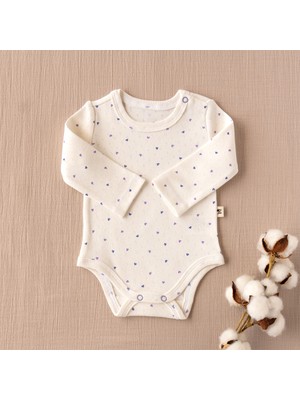 Mimu Baby %100 Pamuk Pointel Uzun Kollu Zıbın - Mor Kalpli
