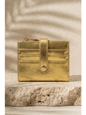 inStyle Kartlık Bölmeli Çıtçıt Detay Kadın Cüzdan Gold