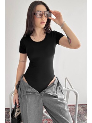 Tarz Cool Basic Body Kadın Kısa Kollu Pamuklu Esnek Bodysuit