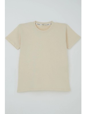 Breeze Erkek Çocuk Tişört Basic 9-14 Yaş, Krem