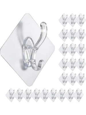 Dora Shopping 6 Adet Kendinden Yapışkanlı Şeffaf Askı Askılık Havluluk,yapışkanlı Güçlü Şeffaf Askı (6)