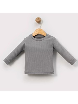 Angeltouch Basic Kız Erkek Bebek Sweatshirt Raporlu Renk Seçenekli Üst