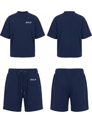 Backlain Mod Style Erkek Oversize 2’li Takım Şort %100 Pamuk Rahat Kalıp