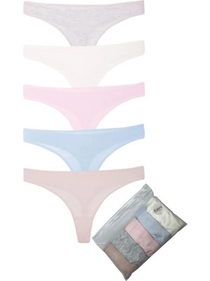 Eslara Kadın 5'li Paket Pamuklu String Tanga Seti - Renkli Karışık Rahat Seri