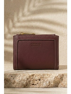 inStyle Dikiş Detaylı Bordo Kadın Cüzdan