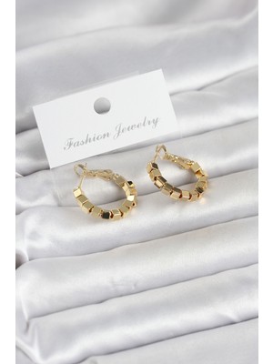 Prativas Gold Renk Kare Halka Model Kadın Küpe