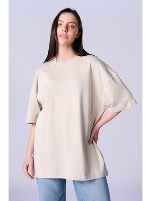 Twister Bts 1088 %100 Pamuk Düşük Kol Kadın Oversize T-Shirt