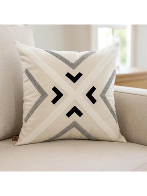 Hd Home Collection Keten Kumaş Geometrik Punch Kırlent Kılıfı 43*43 cm