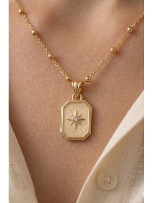 Aurrari Gold Zirkon Taşlı ve Mineli Kuzey Yıldızı Kolye