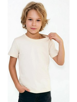 Breeze Erkek Çocuk Tişört Basic 4-8 Yaş, Krem