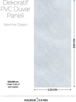 Brano 120 cm x 280 cm Duvar Paneli,salon,duvar,tv Ünitesi-Açık Yeşil Mermer Desen