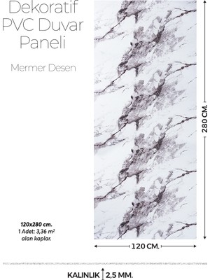 Brano 120 cm x 280 cm Duvar Paneli,salon,duvar,tv Ünitesi-Açık Kahverengi Mermer Desen