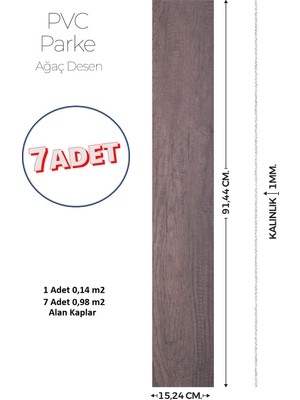 Brano 15,24 x 91,44 cm Kendinden Yapışkanlı Parke Görünümlü Zemin Kaplaması Koyu Ceviz Renk-7 Adet