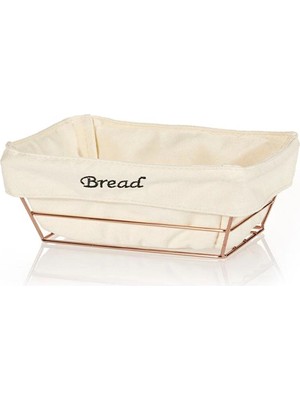 Biradlı Beyaz Bezli Dikdörtgen Ekmek Sepeti 22X16 cm | Bakır Telli – Restoran & Kafe