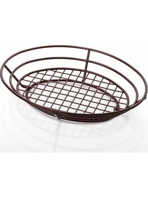 Altınbaşak Oval Ekmek ve Meyve Sepeti 28X20 cm | Paslanmaz Sunum Sepeti – Restoran & Kafe